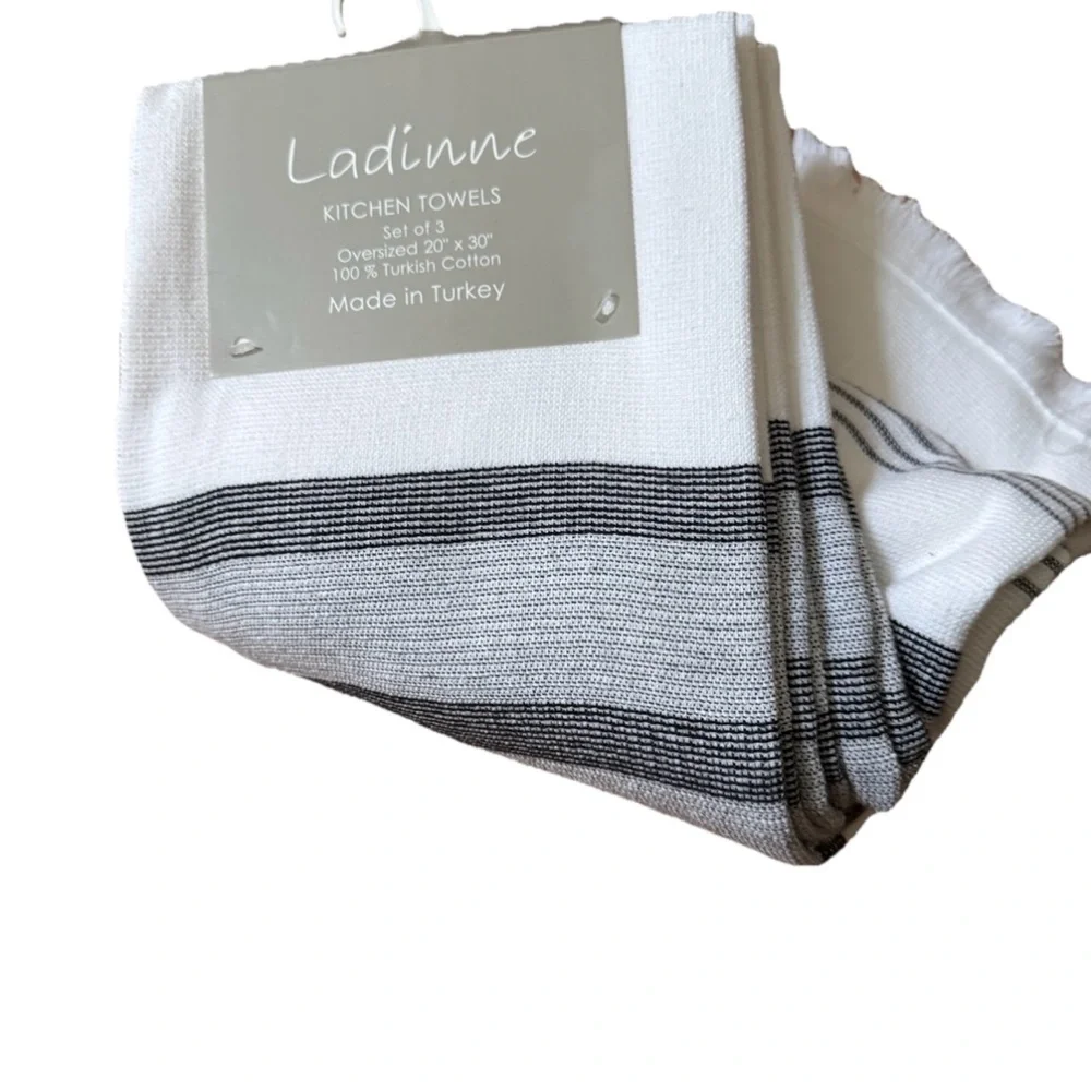 Ladinne Kitchen Towels Set Of 3 Oversized 20”x30” 100% Turkish Cotton Multi